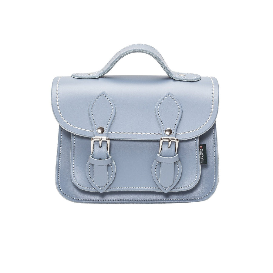 Handmade Leather Micro Satchel – Lilac Grey - Bascora