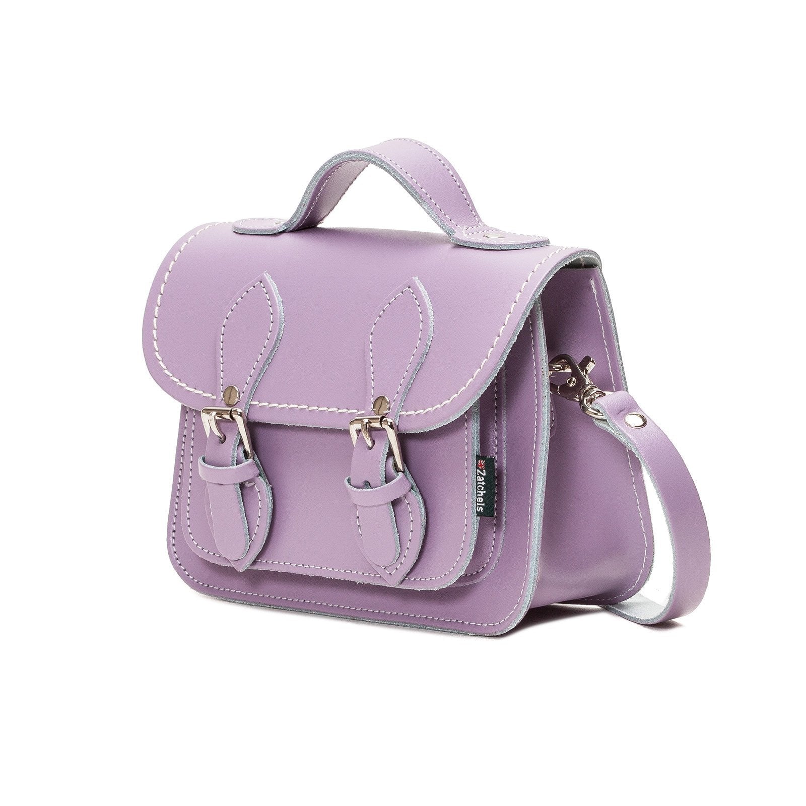 Handmade Leather Micro Satchel – Pastel Violet - Bascora