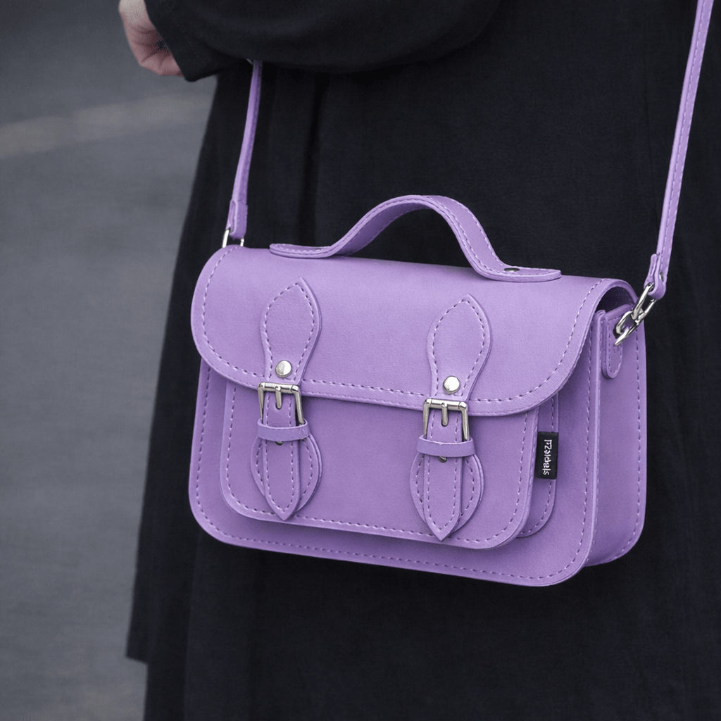 Handmade Leather Micro Satchel – Pastel Violet - Bascora