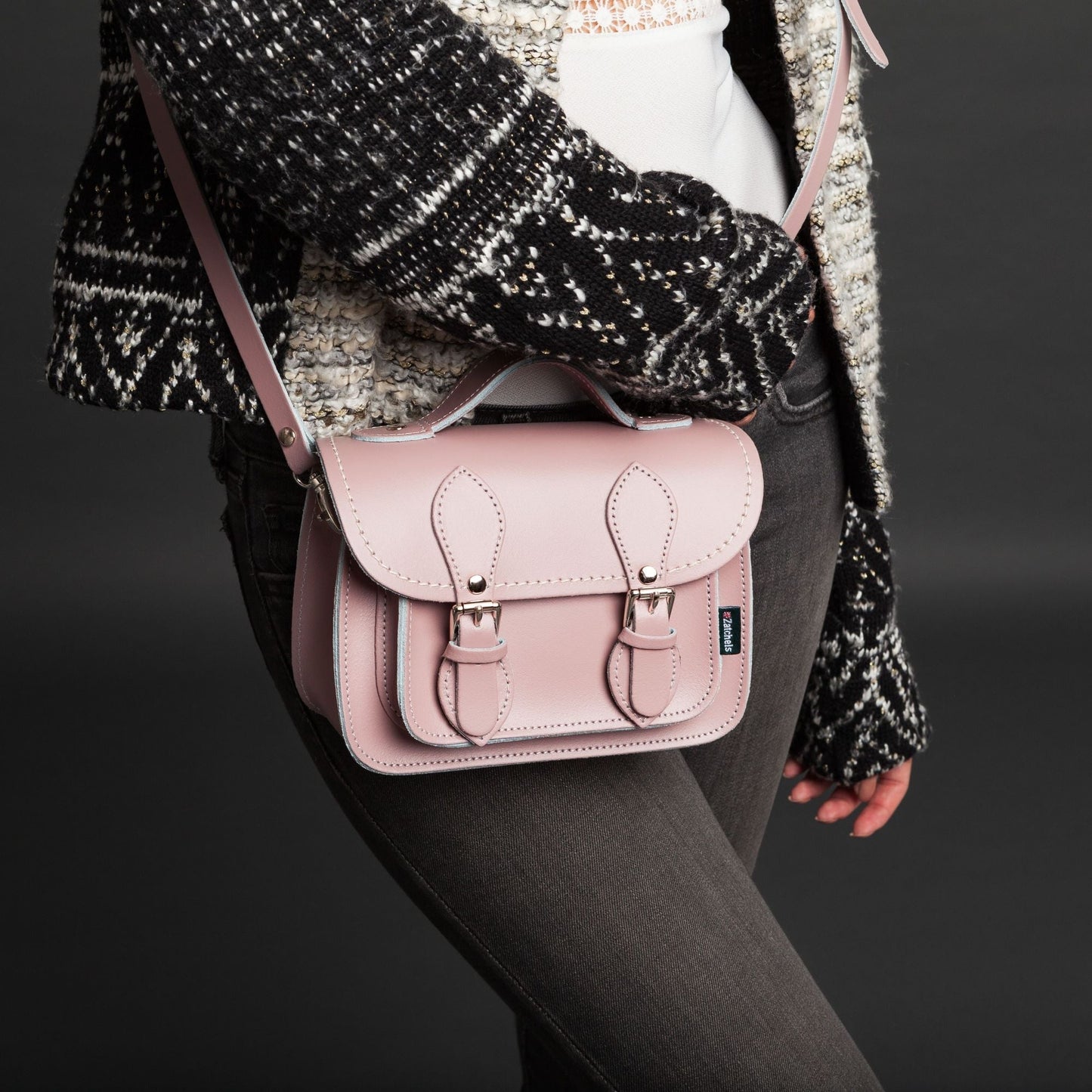 Handmade Leather Micro Satchel – Rose Quartz - Bascora