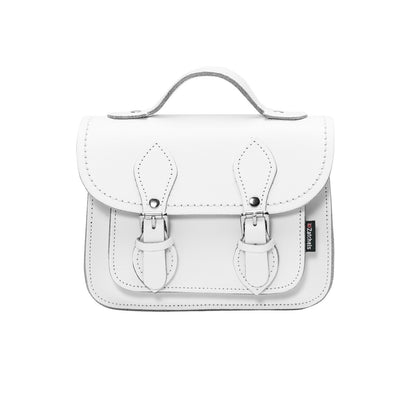 Handmade Leather Micro Satchel – White - Bascora