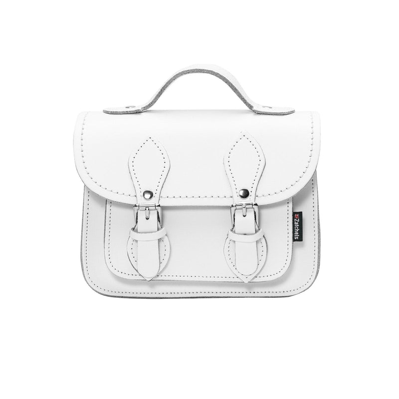 Handmade Leather Micro Satchel – White - Bascora