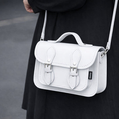 Handmade Leather Micro Satchel – White - Bascora