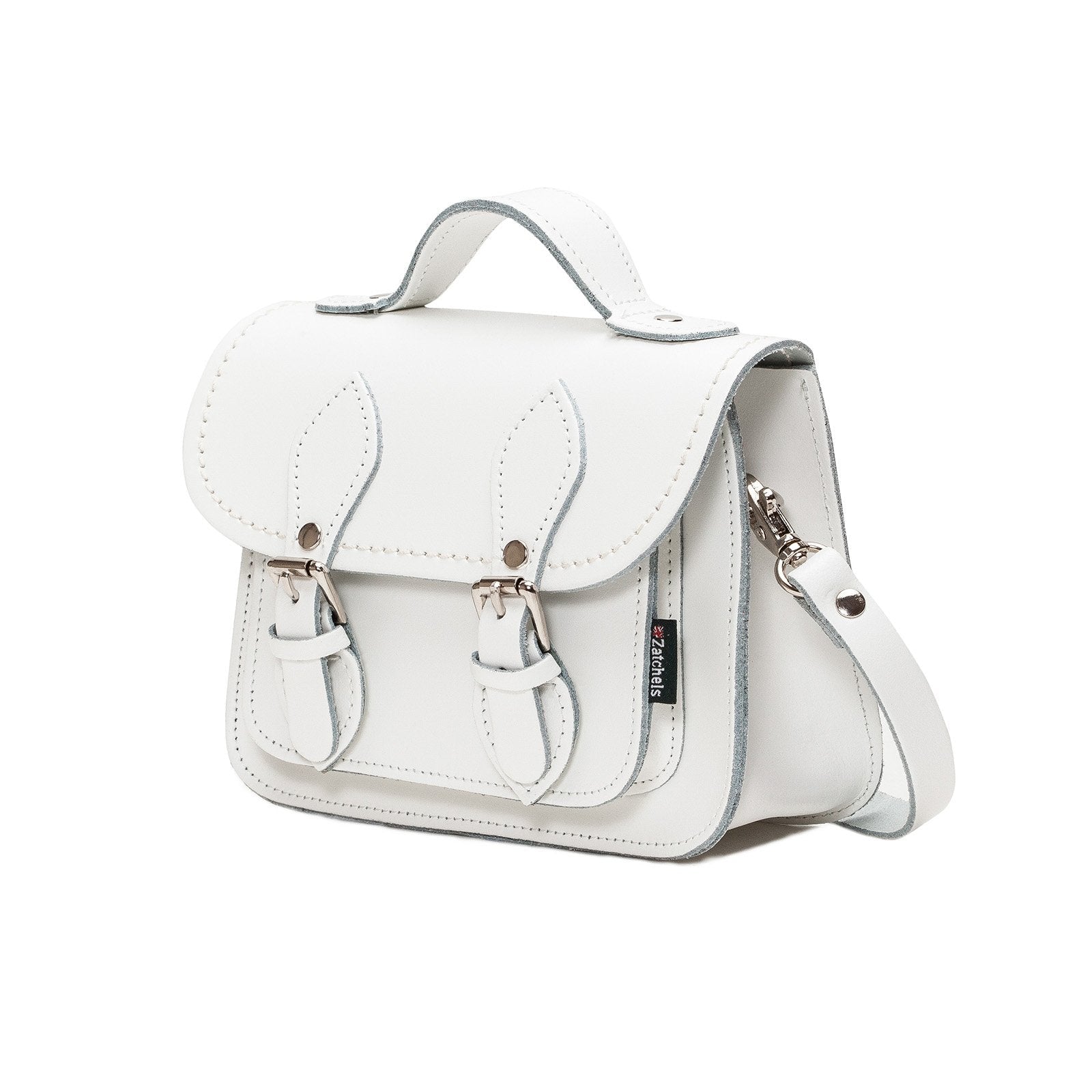 Handmade Leather Micro Satchel – White - Bascora