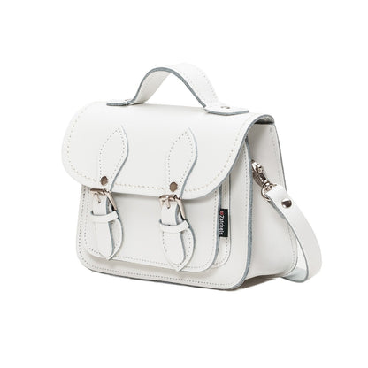 Handmade Leather Micro Satchel – White - Bascora