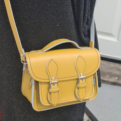 Handmade Leather Micro Satchel – Yellow Ochre - Bascora
