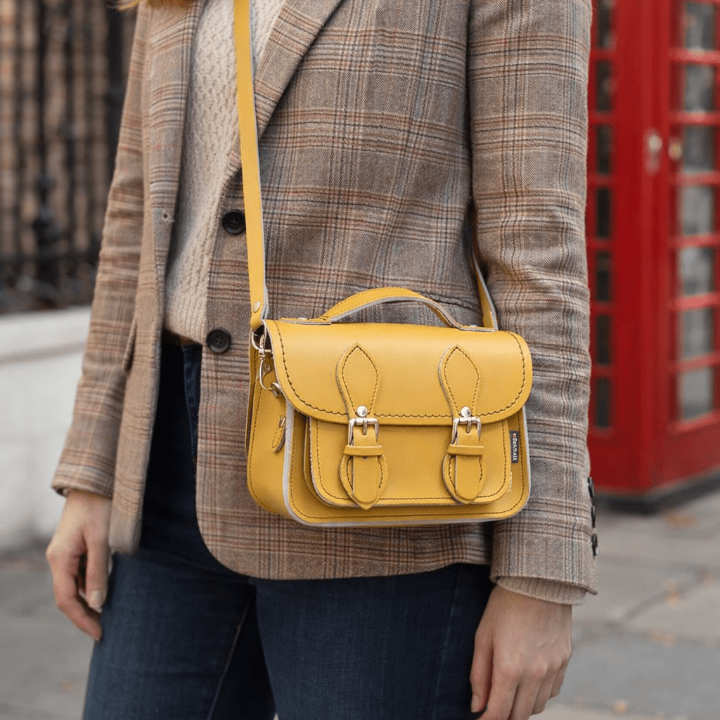 Handmade Leather Micro Satchel – Yellow Ochre - Bascora