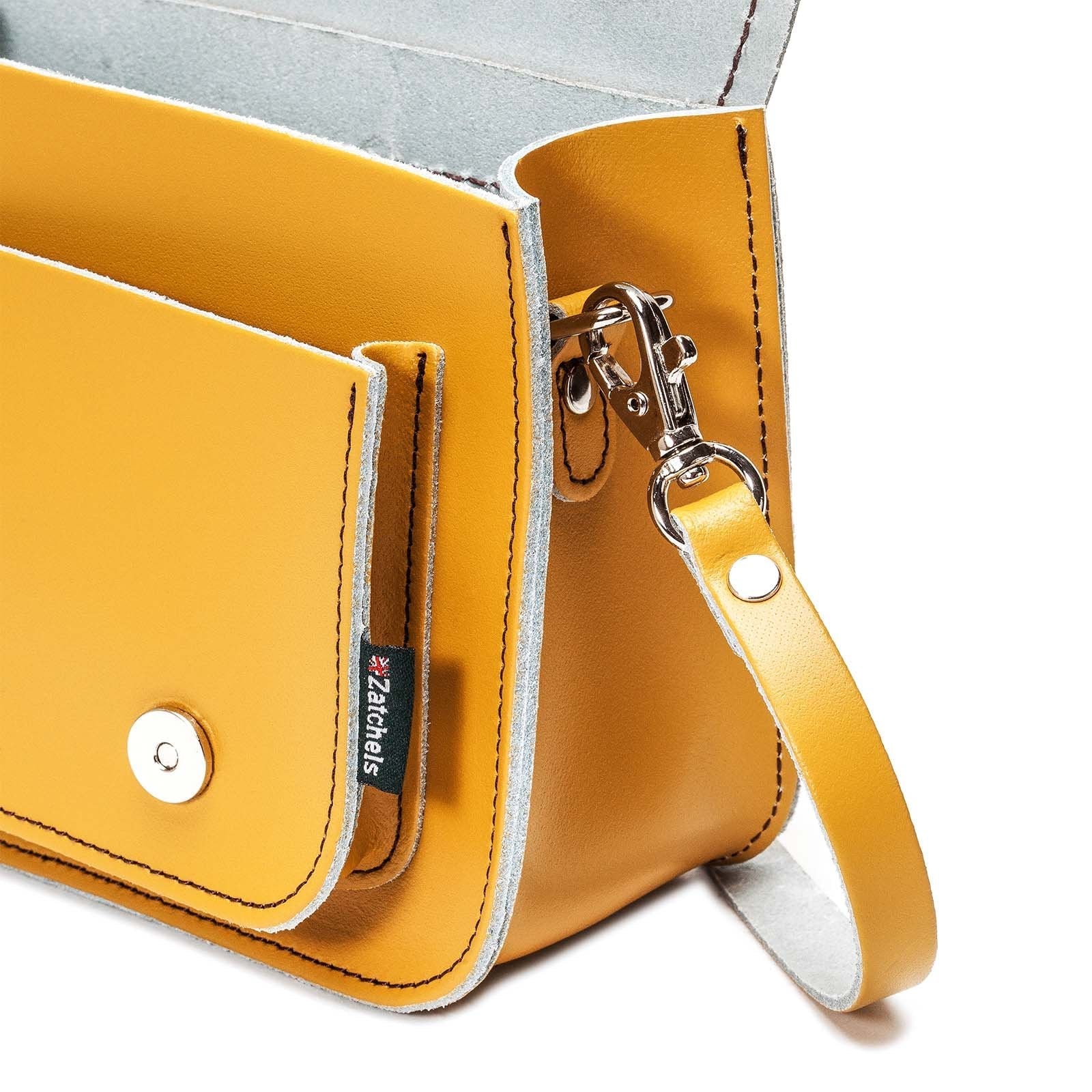 Handmade Leather Micro Satchel – Yellow Ochre - Bascora