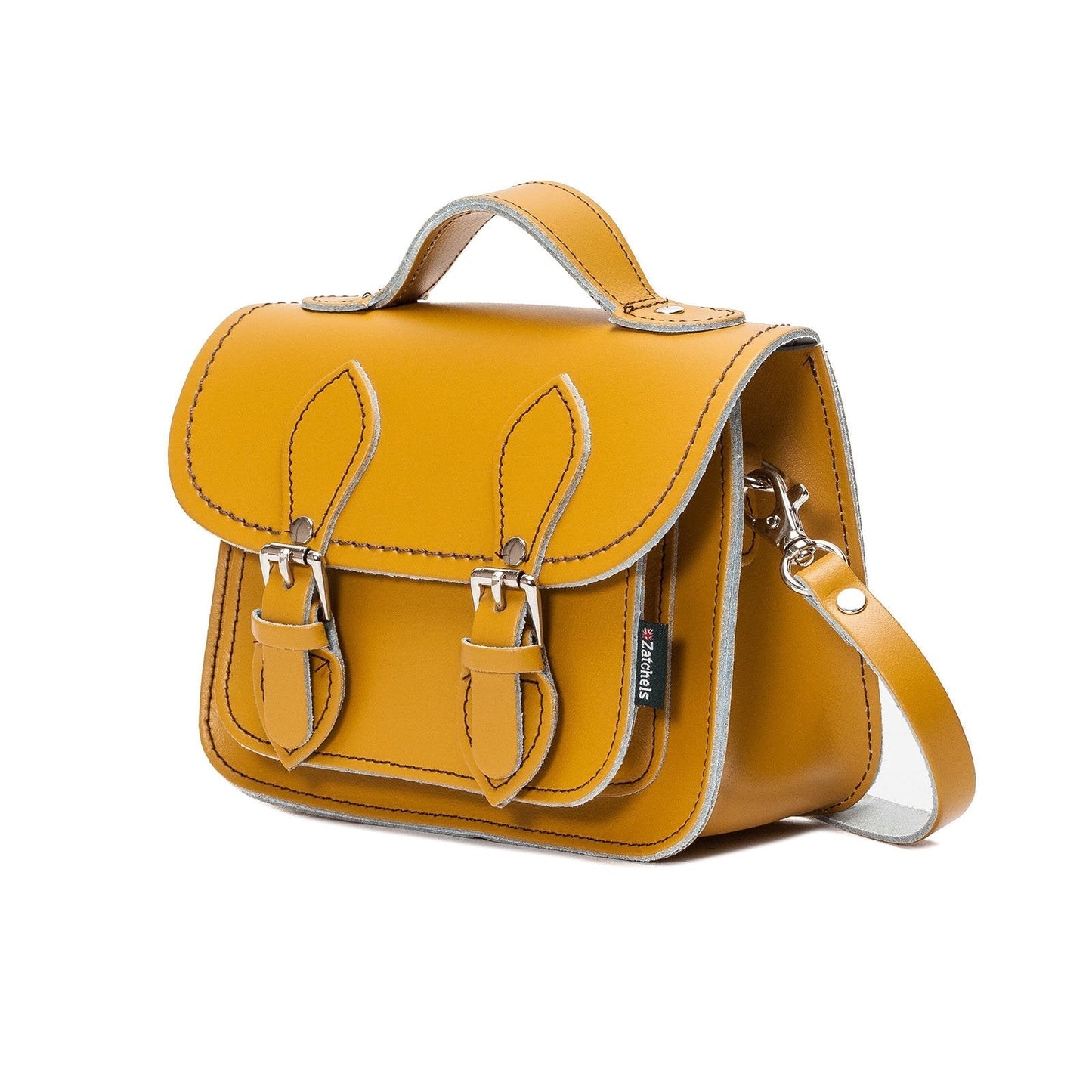 Handmade Leather Micro Satchel – Yellow Ochre - Bascora