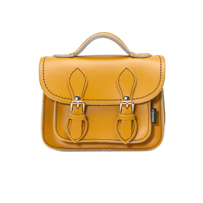 Handmade Leather Micro Satchel – Yellow Ochre - Bascora