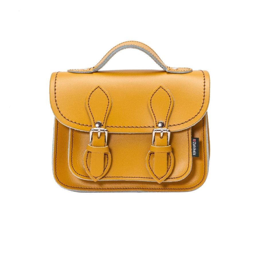 Handmade Leather Micro Satchel – Yellow Ochre - Bascora