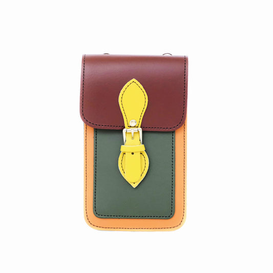 Handmade Leather Mobile Phone Pouch Plus - Autumnal Kaleidoscope - Bascora