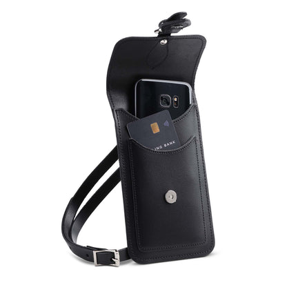 Handmade Leather Mobile Phone Pouch Plus - Black - Bascora
