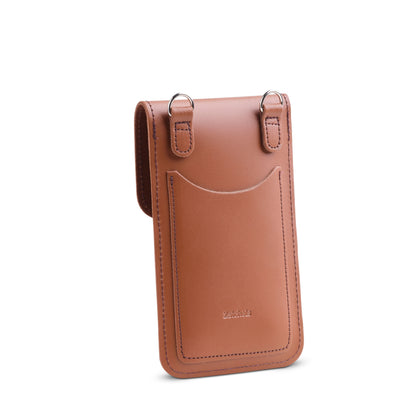 Handmade Leather Mobile Phone Pouch Plus - Chestnut - Bascora
