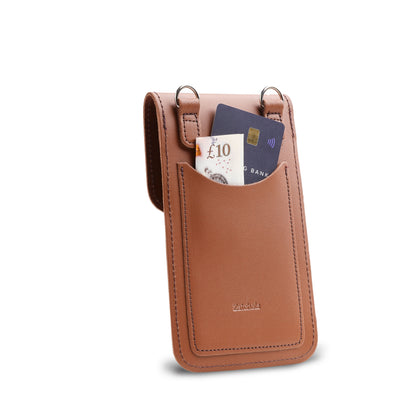 Handmade Leather Mobile Phone Pouch Plus - Chestnut - Bascora