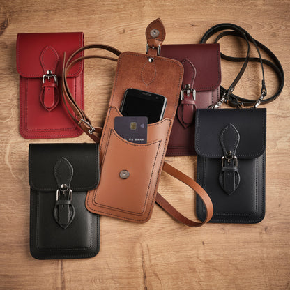 Handmade Leather Mobile Phone Pouch Plus - Chestnut - Bascora
