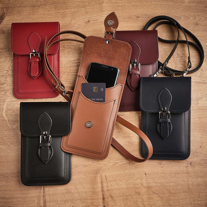 Handmade Leather Mobile Phone Pouch Plus - Green - Bascora