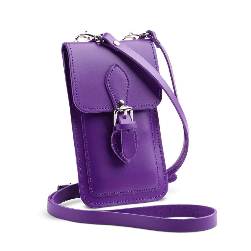 Handmade Leather Mobile Phone Pouch Plus - Purple - Bascora