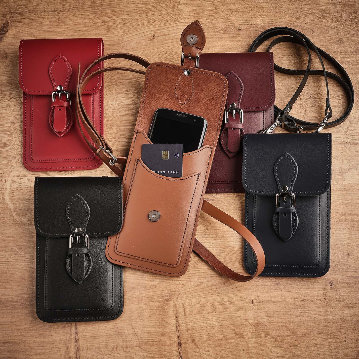 Handmade Leather Mobile Phone Pouch Plus - Purple - Bascora