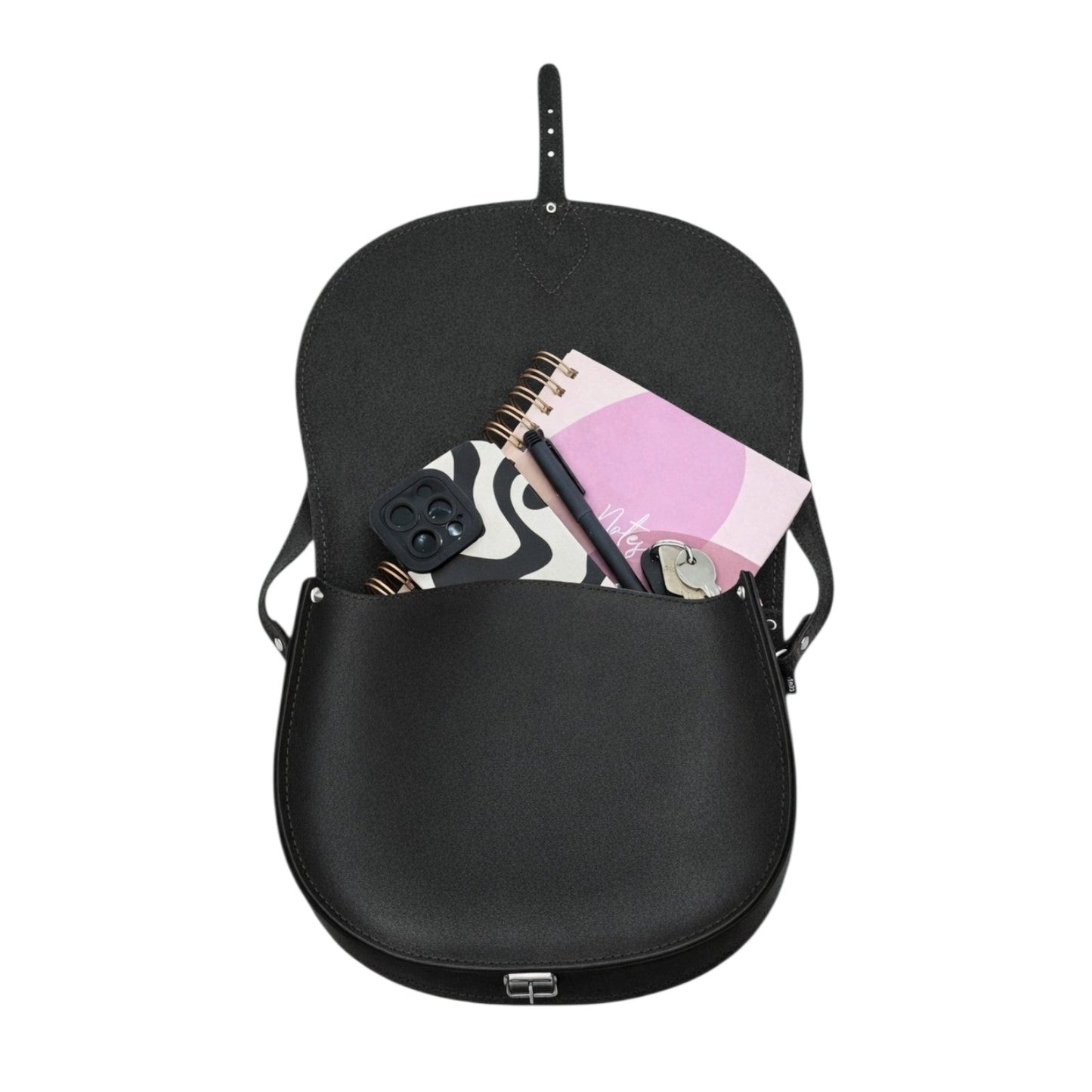 Handmade Leather Saddle Bag - Black - Bascora