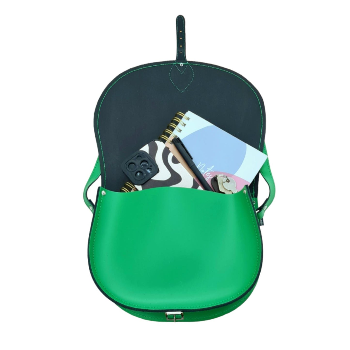 Handmade Leather Saddle Bag - Green - Bascora