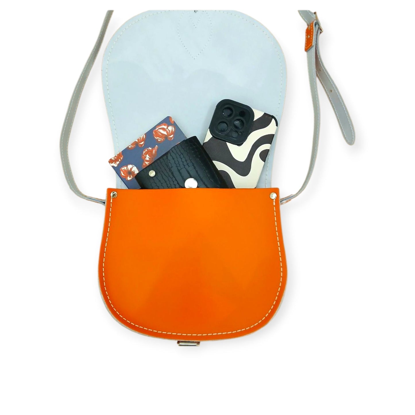 Handmade Leather Saddle Bag - Orange - Bascora