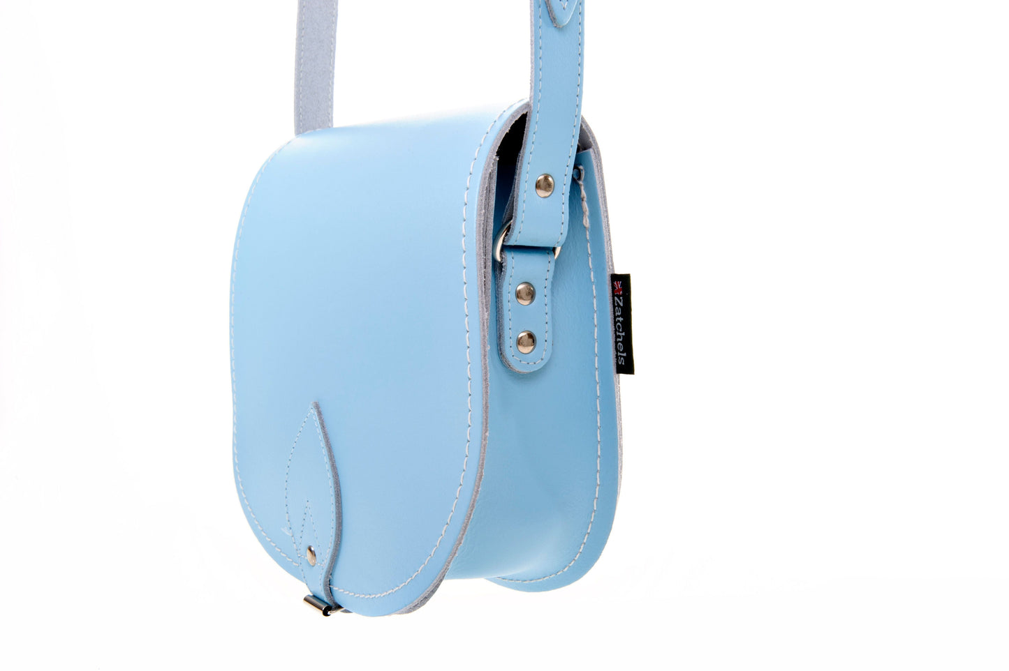 Handmade Leather Saddle Bag - Pastel Baby Blue - Bascora