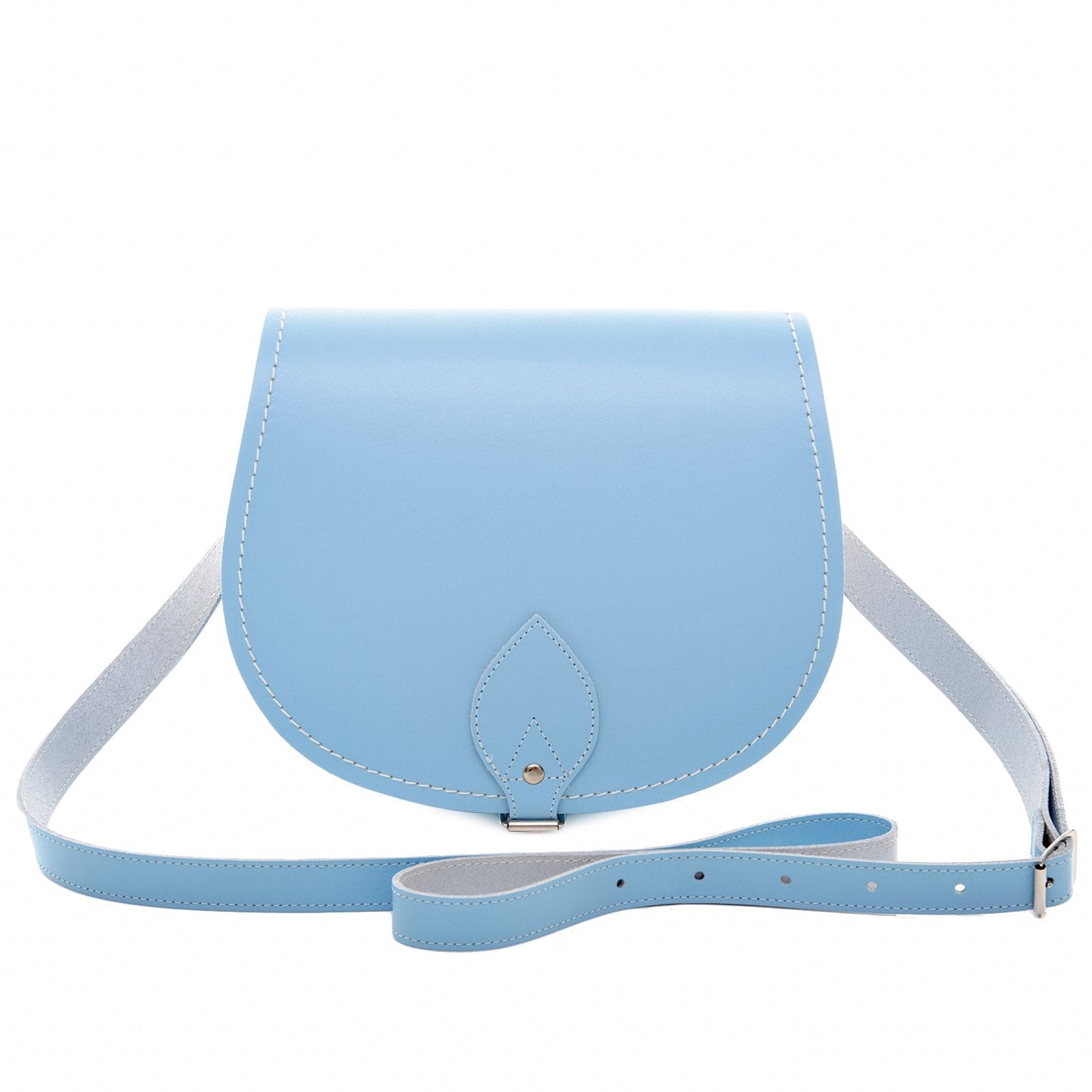 Handmade Leather Saddle Bag - Pastel Baby Blue - Bascora