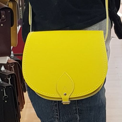 Handmade Leather Saddle Bag - Pastel Daffodil Yellow - Bascora
