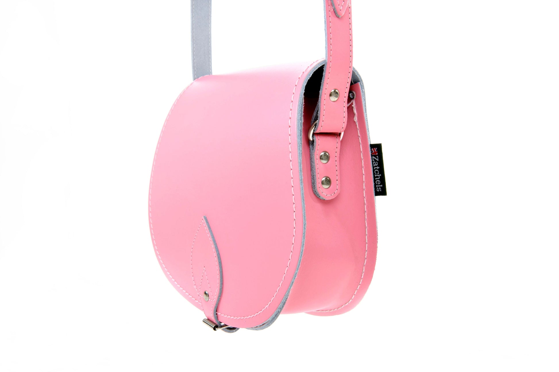 Handmade Leather Saddle Bag - Pastel Pink - Bascora