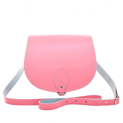 Handmade Leather Saddle Bag - Pastel Pink - Bascora
