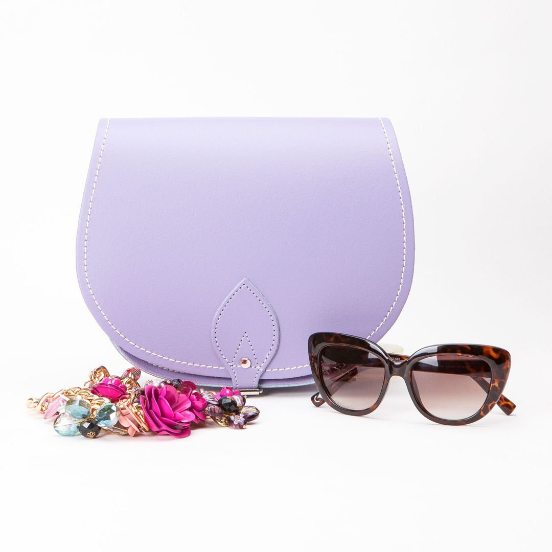 Handmade Leather Saddle Bag - Pastel Violet - Bascora