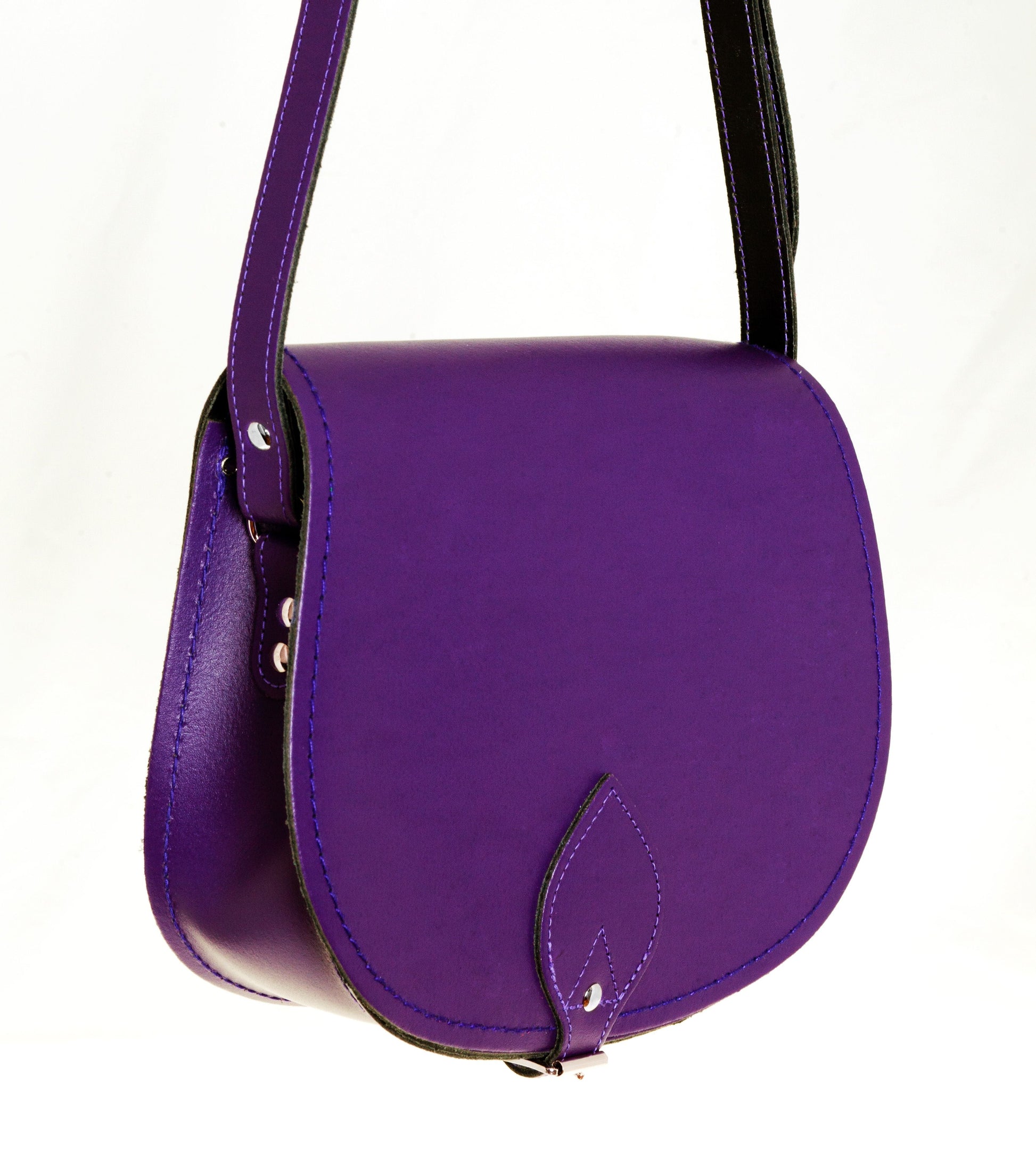 Handmade Leather Saddle Bag - Purple - Bascora