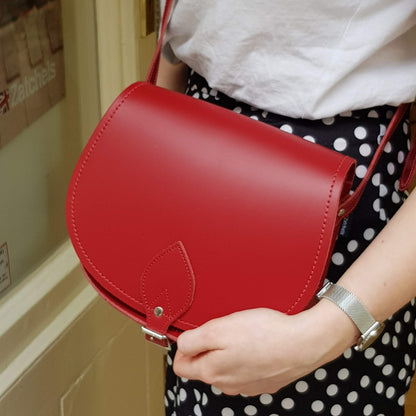 Handmade Leather Saddle Bag - Red - Bascora