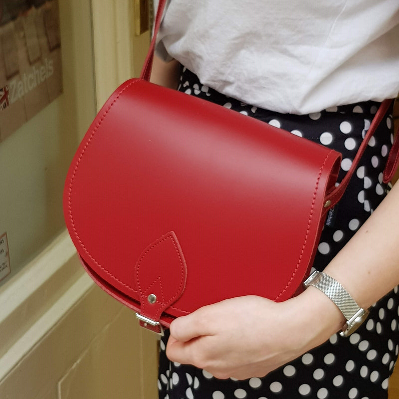 Handmade Leather Saddle Bag - Red - Bascora