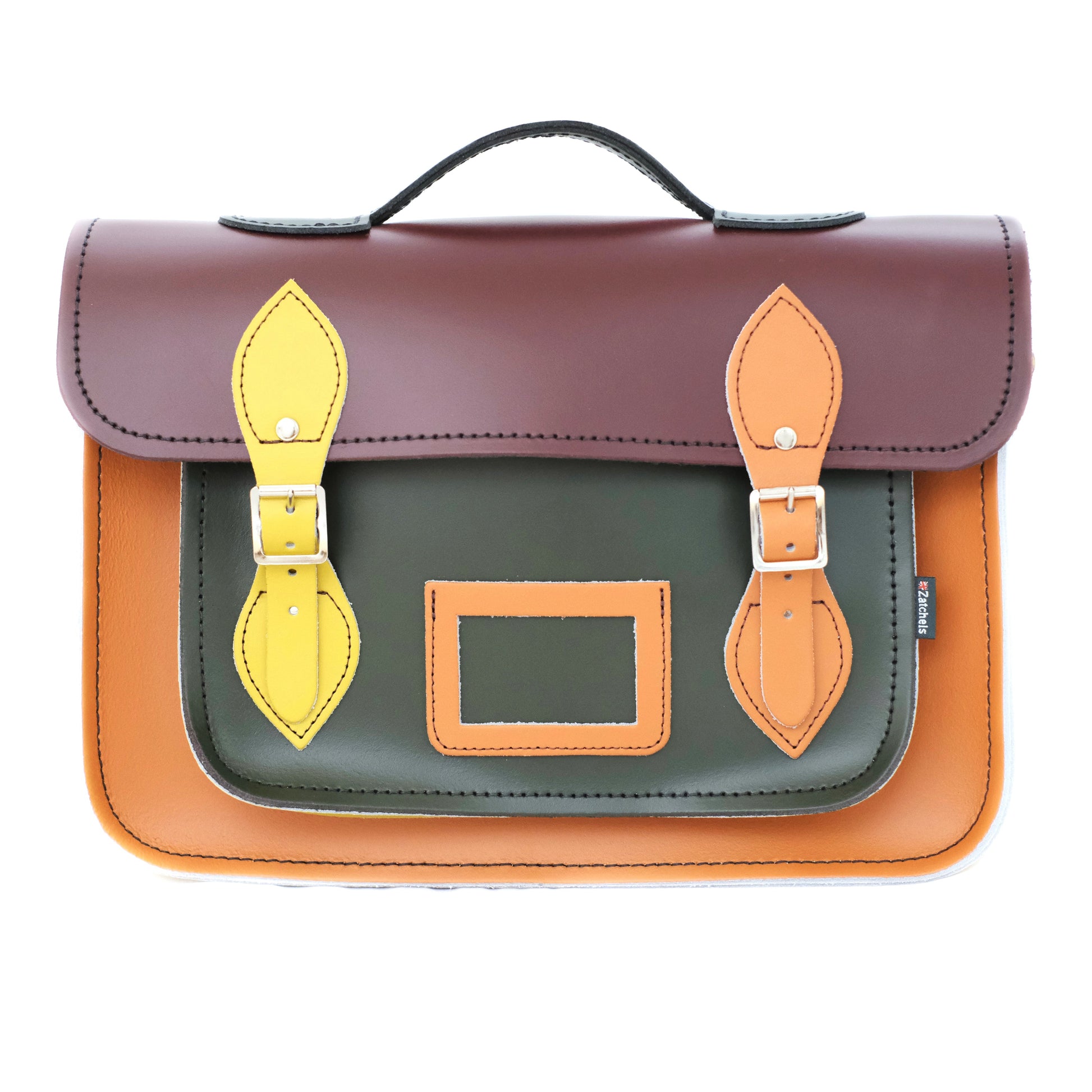 Handmade Leather Satchel - Autumnal Kaleidoscope - Bascora