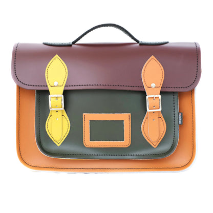 Handmade Leather Satchel - Autumnal Kaleidoscope - Bascora
