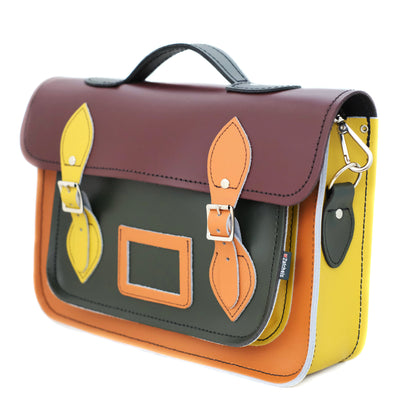 Handmade Leather Satchel - Autumnal Kaleidoscope - Bascora