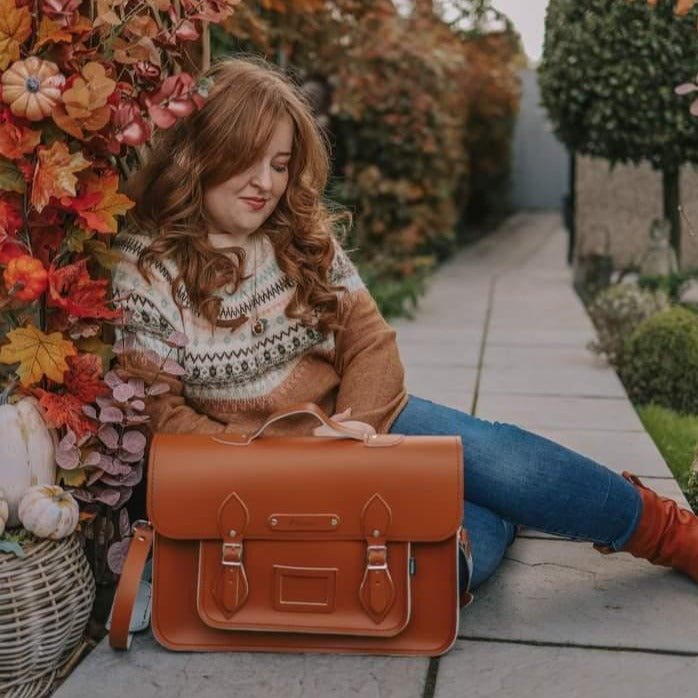Handmade Leather Satchel - Burnt Orange - Bascora