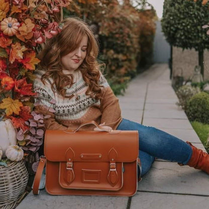 Handmade Leather Satchel - Burnt Orange - Bascora