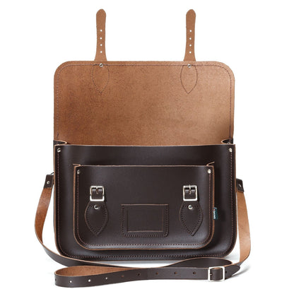 Handmade Leather Satchel – Dark Brown - Bascora