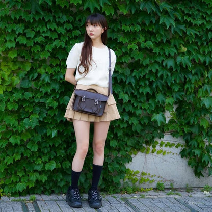 Handmade Leather Satchel – Dark Brown - Bascora
