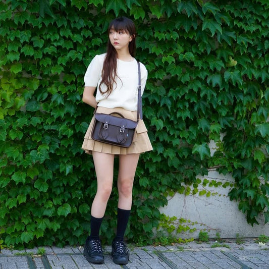 Handmade Leather Satchel – Dark Brown - Bascora