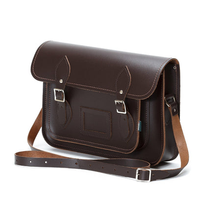 Handmade Leather Satchel – Dark Brown - Bascora