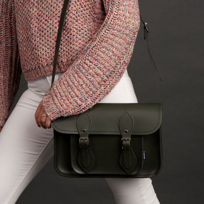 Handmade Leather Satchel - Ivy Green - Bascora