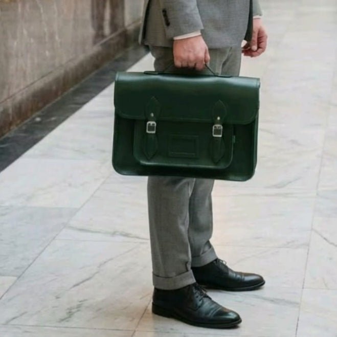 Handmade Leather Satchel - Ivy Green - Bascora