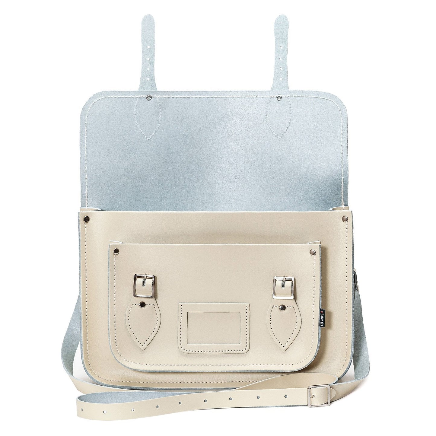 Handmade Leather Satchel - Pastel Cream - Bascora