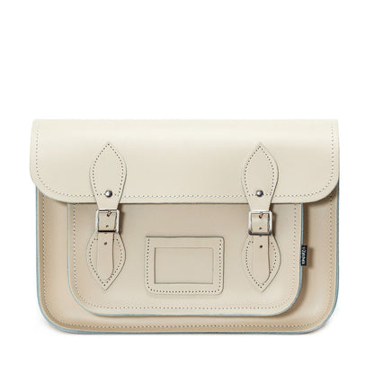 Handmade Leather Satchel - Pastel Cream - Bascora