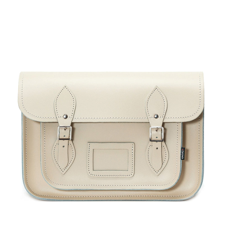 Handmade Leather Satchel - Pastel Cream - Bascora
