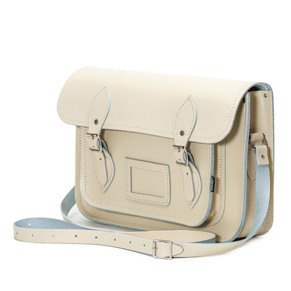 Handmade Leather Satchel - Pastel Cream - Bascora